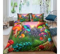 UJSDVNNJJ Mushroom ForestSet Di Copripiumino ultra microfibra 3 Pezzi stampa 3D con cerniera Vibrant Magical copripiumino con federe soffice ultra morbido for ragazze Single（135x200cm）