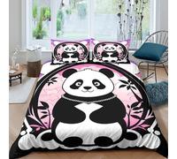 UJSDVNNJJ Panda cartoonSet Di Copripiumino microfibra 3 pezzi motivo 3D con cerniera Cute animal design copripiumino con federe soffice ultra morbido for coppie Super king（260x220cm）