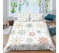 UJSDVNNJJ snowflake-patterncopripiumino microfibra morbida 3 pezzi motivo 3D con cerniera winter-decor-style Set Di Copripiumino con federa soffice morbida for ragazzi Single（140x200cm）