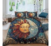 UJSDVNNJJ SunMoonArtcopripiumino morbida microfibra 3 pezzi motivo 3D con cerniera MythicalStainedGlassStyle Set Di Copripiumino con federe soffice morbida for adolescenti King（220x240cm）