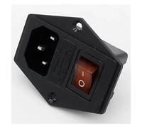 UJTVGCLX 5pcs ! Brass Part! with 10A Fuse ! Power Socket with Rocker Switch AC Socket 3 Terminal Power Socket with Fuse Holder Connector(Rot)