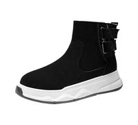 UK Clearance - Stivali da neve da uomo, invernali, foderati in pelliccia, con cerniera, suola antiscivolo ad alta trazione, impermeabili, a prova di neve, Nero , 39 2/3 EU