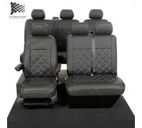 UK Custom Covers Coprisedili VW Transporter T6/T6.1 Ecopelle Nera 2015-2024