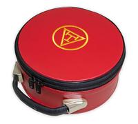 UK empire group limited Masonic Royal Arch Crown Cap Case Rosso Ricamato Triple Tau Gold