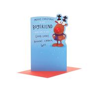 UK Greetings Biglietto di auguri di Natale divertente con renna e crackers to my boyfriend