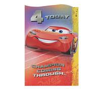 UK Greetings Biglietto di auguri per il quarto compleanno Disney per lui/ragazzo con busta, motivo auto con fulmini McQueen