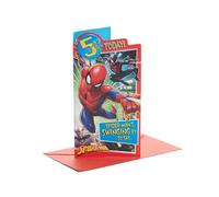 UK Greetings Marvel - Biglietto di auguri per 5° compleanno per lui/ragazzo con busta, design distintivo, con Spider-Man