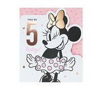 UK Greetings Biglietto di auguri per il 5° compleanno per ragazza, biglietto di compleanno Disney per 5° compleanno, con Minnie Mouse, multicolore, (698257-0-1), 159 x 184 mm