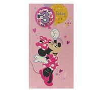 UK Greetings Biglietto di auguri per il terzo compleanno della Disney, per lei/ragazza, con busta, design distintivo, con Minnie Mouse, 121 mm x 229 mm