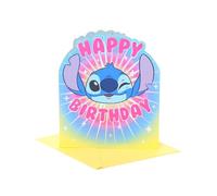 UK Greetings Biglietto di compleanno Disney Lilo & Stitch, regalo di buon compleanno, per lei/lui, design con volto di Stitch, con busta, 15,9 x 18,4 cm