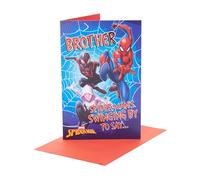 UK Greetings Biglietto di compleanno Marvel Spider-Man per fratello, regalo di buon compleanno, lui, ragazzi, uomini, design con abiti multipli, con busta, 155 x 235 mm