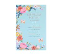 UK Greetings Biglietto di compleanno per lei/amiche, design floreale blu, gamma Thinking of You