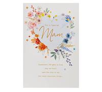 UK Greetings Biglietto di compleanno per mamma con busta, design carino con cuore con fiori ad acquerello