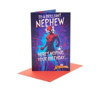 UK Greetings Biglietto di compleanno per nipote Marvel Spider-Man, regalo di buon compleanno, lui, ragazzi, uomini, design audace, con busta, 155 x 235 mm