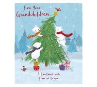 UK Greetings Biglietto di Natale dei nipoti, con simpatici orsi polari e albero