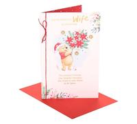 UK Greetings Biglietto di Natale Disney Winnie the Pooh per moglie, regali di Natale, per lei, ragazze, donne, moglie, WTP Smallest Things con bouquet di stelle di Natale, con busta, 22,9 x 14,9 cm