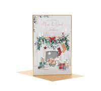 UK Greetings Biglietto di Natale per mamma e papà, motivo camino