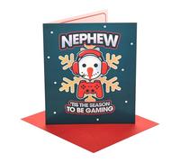 UK Greetings Biglietto di Natale per nipote, regali di Natale, lui, ragazzi, uomini, nipote Xmas tis the season to be gaming, con busta, 18,4 x 15,9 cm