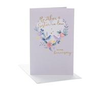 UK Greetings Biglietto per anniversario di matrimonio per cognato e cognata - disegno floreale a cuore, 149 mm x 229 mm