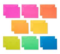 UK Greetings - Confezione multipla di 100 biglietti bianchi a pannello singolo, forniture per la creazione di biglietti, arti e mestieri, disegni fluo brillanti, con buste, 10,2 x 13 cm
