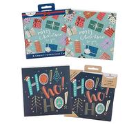 UK Greetings Confezione multipla di 16 biglietti di Natale per lui/lei/amici: 2 design contemporanei