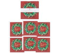UK Greetings Confezione multipla di 6 biglietti di Natale di beneficenza per lui/lei/amici, regali di Natale, design festivo con ghirlanda porta | 14,5 x 14,5 cm