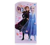 UK Greetings Biglietto di auguri per il quarto compleanno Disney per lei/ragazza con busta, motivo Frozen con Elsa e Anna