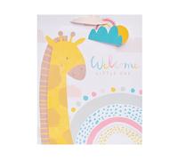 UK Greetings | Grande sacchetto regalo per neonato o bambina | Sacchetti per feste per regali | Compleanno/Matrimonio/Natale | Simpatico design giraffa | 26,7 x 33 x 13,7 cm