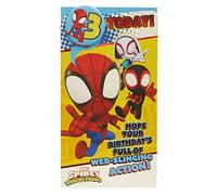 UK Greetings Marvel - Biglietto di auguri per il 3° compleanno per lui/ragazzo con busta, design distintivo, con Spiderman, multicolore, 121 mm x 229 mm