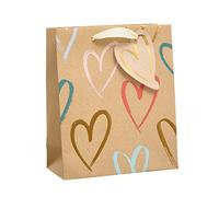 UK Greetings | Sacchetto regalo medio per lei/amiche| Sacchetti per feste per regali | Compleanno/Ringraziamento insegnante/matrimoni | Cuori in carta kraft | 19 x 23 x 9 cm