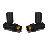 UK Radiators Coppia di valvole per radiatore rotonde, colore nero, finitura opaca, design elegante e moderno, 1/2" x 15 mm, coppia di valvole per radiatore