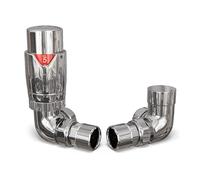 UK Radiators Valvole termostatiche cromate per radiatore e valvola ad angolo con serratura, finitura cromata lucida, design moderno e di classe 1/2" x 15 mm