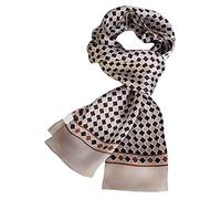 UK_Stone - Foulard da uomo, 100% seta, sciarpa vintage, Motivo ondulato beige, Taglia unica
