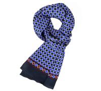 UK_Stone - Foulard da uomo, 100% seta, sciarpa vintage, Motivo ondulato blu scuro, Taglia unica