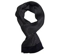 UK_Stone - Foulard da uomo, in 100% seta, sciarpa vintage, con motivo (a pois, nero e bianco)