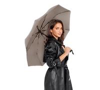 UK-UNIQUE Ombrello antivento da viaggio, compatto, leggero, automatico, forte e portatile, resistente al vento, piccolo ombrello pieghevole per pioggia - uomo e donna, Grigio chiaro