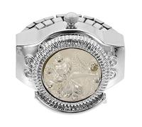 UKCOCO 1 Pc Orologio Ad Anello Orologio Unico Orologio Dito Orologio Per Le Donne Orologio Con Motivo a Rose Orologi Ad Anello Per Le Squillo Bianca Rosa Lega Di Zinco Da Donna Guarda