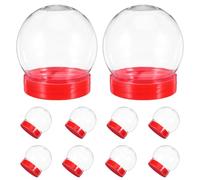 UKCOCO 10 Pezzi di Sfere di Neve Fai da, in plastica Trasparente con Tappo | Barattolo a forma di globo da 77 mm/3'' per conservare biscotti, globi ricaricabili per inserti fotografici, lavoretti