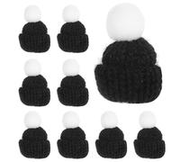 UKCOCO 10 Pezzi Mini Cappelli di Natale Lavorati a Maglia, Accessori Fai da Te Fatti a Mano, Cappelli di Babbo Natale per Decorazioni, Bomboniere, Nero