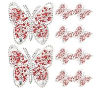 UKCOCO 10 Pezzi Toppe Adesive Farfalla Rosso per Decorare e Riparare Abbigliamento, Patch in Resina 6x6 Cm per Giubbotti e Progetti DIY di Cucito