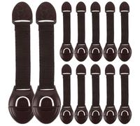 UKCOCO 12 Pezzi Chiusure di Sicurezza Abs per Armadi e Toilette, Protezione Ragazzo Ragazza a Casa, Blocca Accesso, Colore Marrone