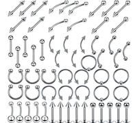 UKCOCO 120 Pezzi Anello Piercing Ombelico in Acciaio Inossidabile Argento, Sicuro e Confortevole, Stile Creativo alla Moda per Donna