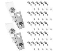 UKCOCO 120 Pezzi Clip per Badge in Metallo con Cinghie PVC Trasparenti Doppio Foro Portabadge Sicuri per Carte Id Ufficio e Scuola Design Compatto e Resistente