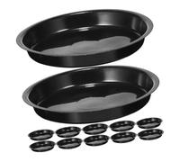 UKCOCO 16 Pezzi Vassoio per Piante in plastica vassoi per Piante per vasi Circolare Vassoio Acqua per Piante sottovaso Base per Vaso in plastica piattini per fioriere pp Nero