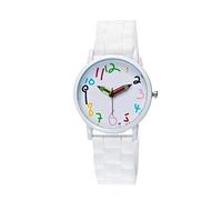 UKCOCO 1pezzi Orologio Per Ragazzo Ragazza in Silicone Orologio Quarzo Educativo Con Design Adorabile Adatto Per Scuola Attività Quotidiane Bianco