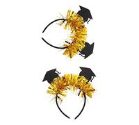 UKCOCO 2 pezzi Cerchietto Laurea con Cappello Dottorale Oro Fascia Chic per Tema Laurea Accessorio Fotografico Unico e Divertente per Diplomi e Cerimonie