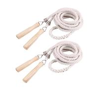 UKCOCO 2 Pezzi Corda per Saltare in Cotone Intessuta Manici in Legno Resistente e Traspirante per Gruppi Fitness Scuola e Attività all Aperto