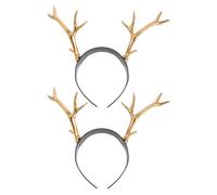 UKCOCO 2 Pezzi Fascia Corna Dorata Brillante Cerchietto per Capelli con Corna Accessorio Costume Natale e Halloween per Feste e Servizi Fotografici Festivi