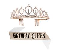 UKCOCO 2 pezzi Fascia Decorativa per Compleanno con Coroncina e Stampa Lettera Accessorio per Feste e Celebrazioni Confortevole e per Festeggiare con Stile