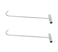 UKCOCO 2 pezzi Ganci T per Sollevamento Copri Pozzetto Strumento Heavy Duty con Impugnatura Ergonomica Gancio Versatile per Drenaggio Porte Scorrevoli e Coperture Serrande Argento